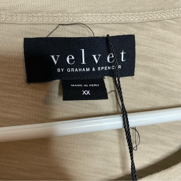 VELVET by Graham & Spencer Beige Cotton T-shirt Size XXL NWT - Picture 2 of 7